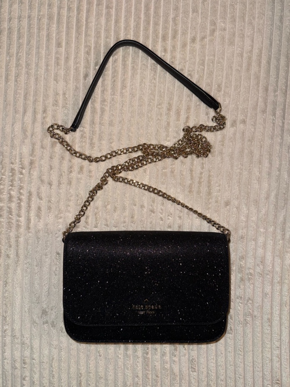 Kate Spade Black Glitter Bag with Chain Strap